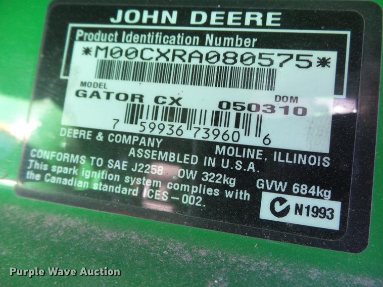 image for item DD2369 2010 John Deere Gator CX utility vehicle