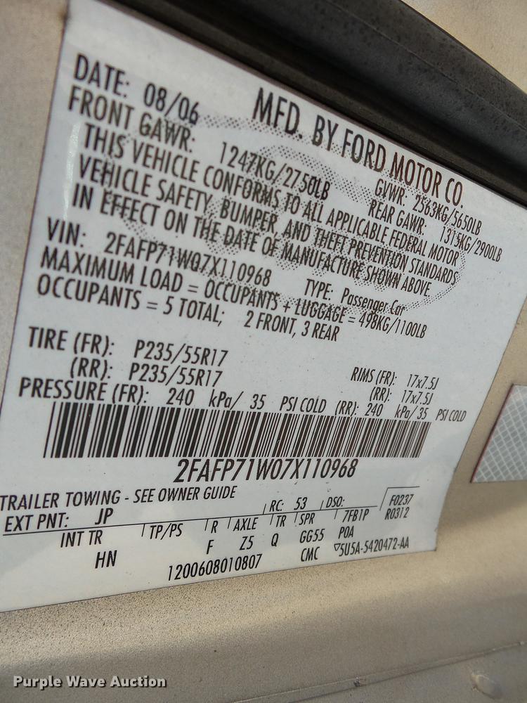 image for item DD2372 2007 Ford Crown Victoria Police Interceptor