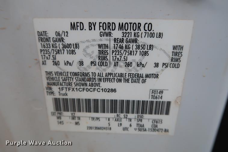 image for item DD5338 2012 Ford F150 XLT SuperCab pickup truck