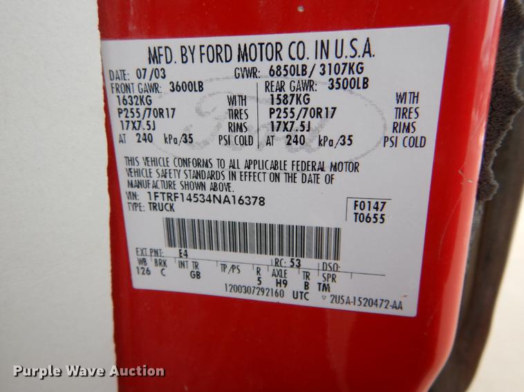 image for item DE5986 2004 Ford F150 FX4 pickup truck