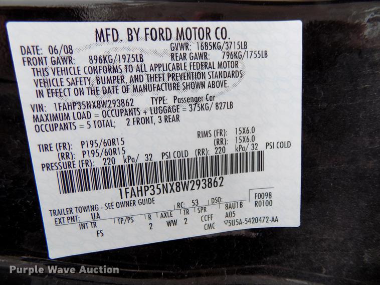 image for item DE7560 2008 Ford Focus
