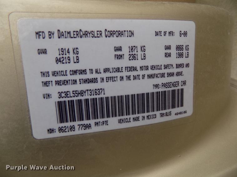 image for item DE7561 2000 Chrysler Sebring JXi convertible