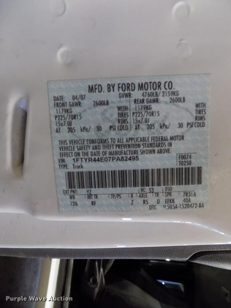 image for item DE7580 2007 Ford Ranger XLT SuperCab pickup truck