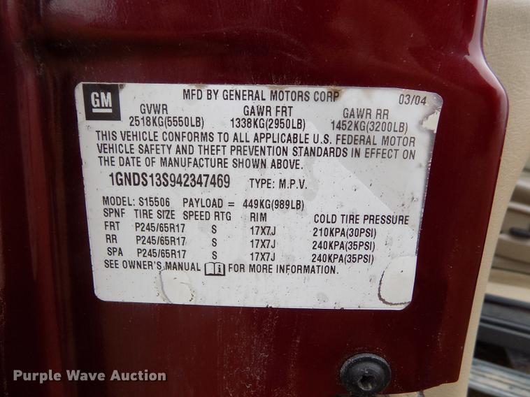 image for item DF2906 2004 Chevrolet TrailBlazer LT SUV