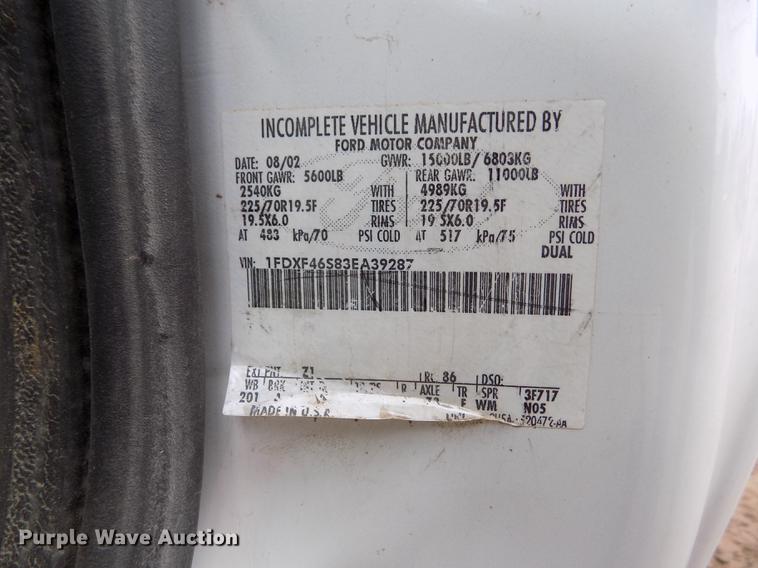 image for item DF2907 2003 Ford F450 Super Duty XL dump truck