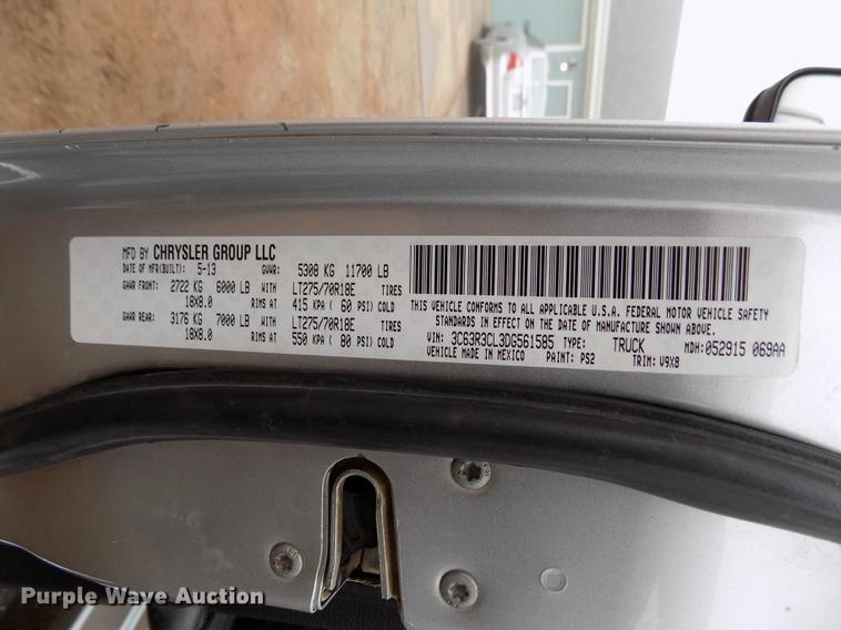 image for item DF2908 2013 Dodge Ram 3500HD Crew Cab pickup truck