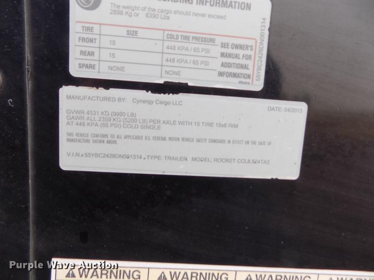 image for item DF2911 2013 Cynergy Cargo Rocket enclosed cargo trailer