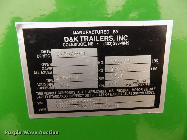 image for item DF2912 2017 D&K dump trailer