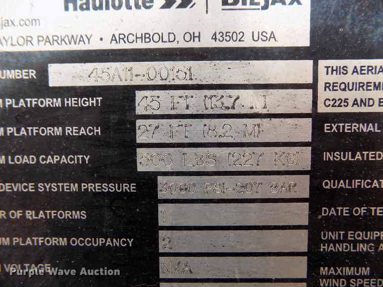 image for item DF2916 2011 Biljax 4527A boom lift