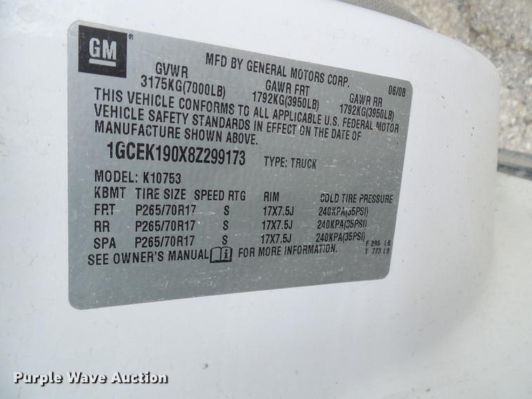 image for item DF7095 2008 Chevrolet Silverado 1500 Ext. Cab pickup truck