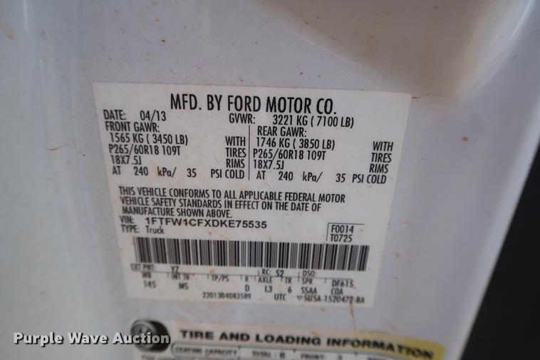 image for item DG3312 2013 Ford F150 XLT Oklahoma Edition SuperCrew pickup truck