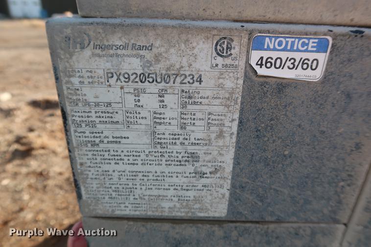 image for item DG3321 Ingersoll Rand SSR-UP6-30-125 rotary screw air compressor