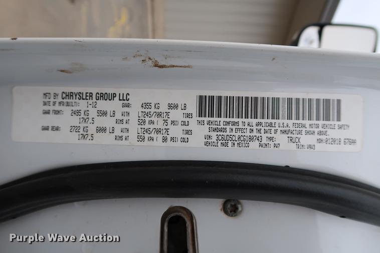 image for item DG3332 2012 Dodge Ram 2500 Crew Cab pickup truck cab and chassis