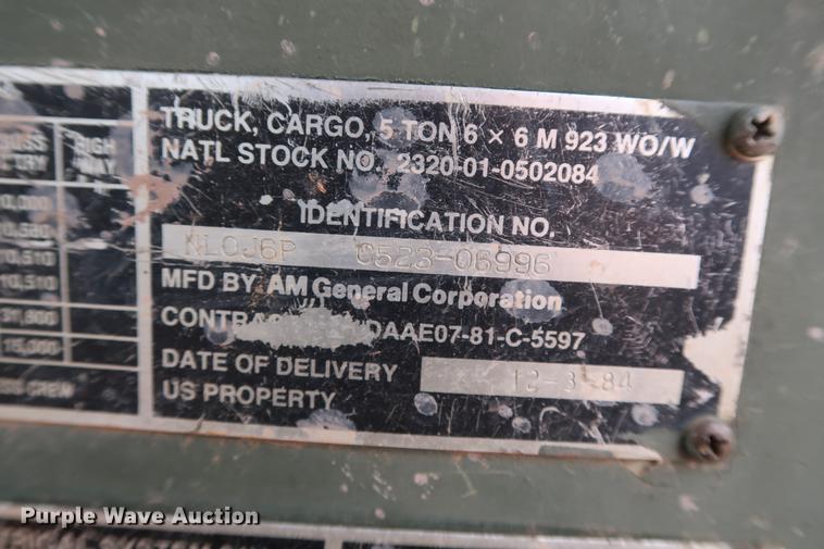 image for item DG3334 1984 Am General M923 flatbed truck