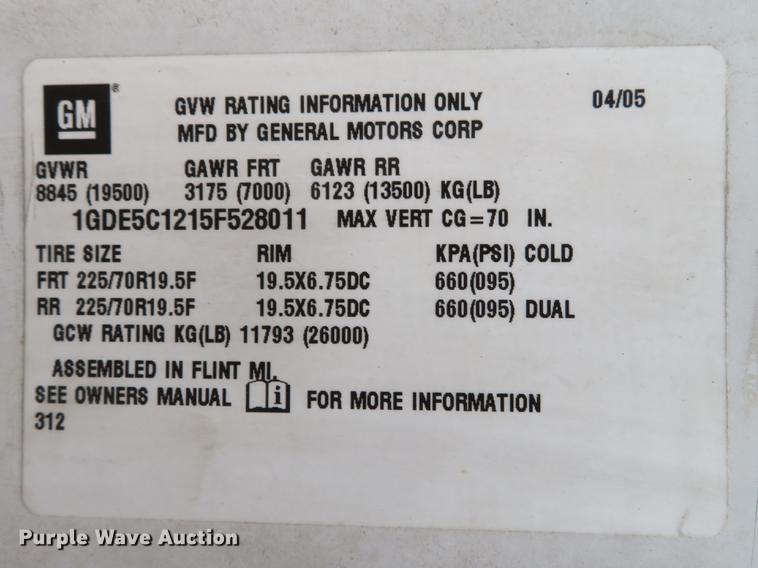 image for item DG3838 2005 GMC C5500 flatbed truck