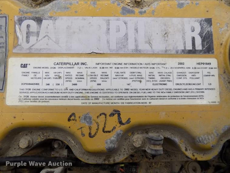 image for item DZ9622 2002 Caterpillar 3126 7.2L L6 turbo diesel engine