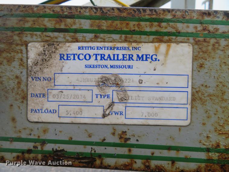 image for item EV9571 2014 Retco utility trailer