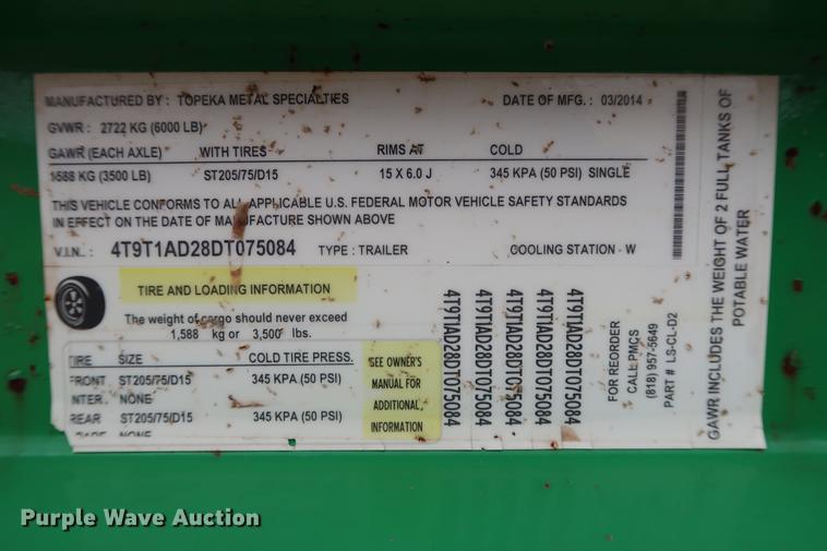 image for item FI9753 2013 Topeka Metal Specialties cooling trailer