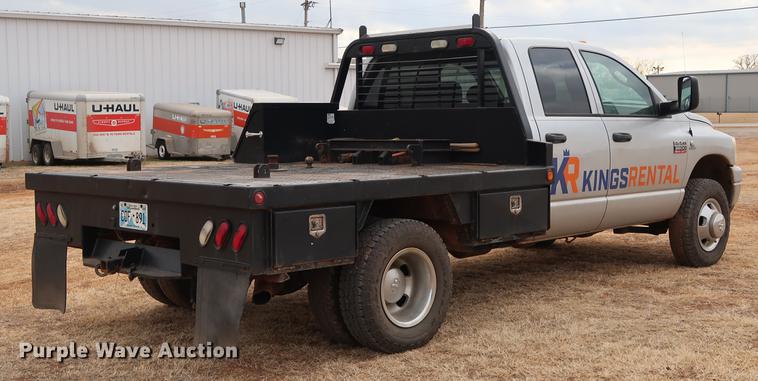 image for item FI9759 2009 Dodge Ram 3500HD Big Horn Edition Quad Cab flatbed pickup truck