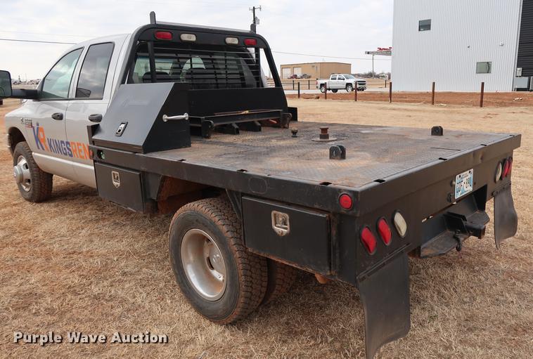 image for item FI9759 2009 Dodge Ram 3500HD Big Horn Edition Quad Cab flatbed pickup truck
