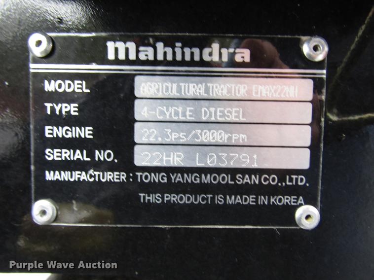 image for item FJ9612 2017 Mahindra eMax 22S MFWD tractor