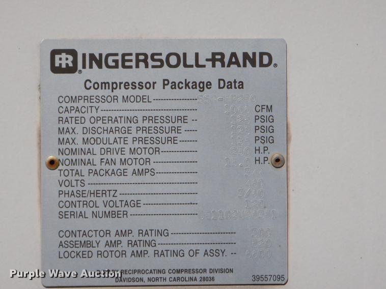 image for item FQ9517 Ingersoll Rand SSP-EP250 air compressor