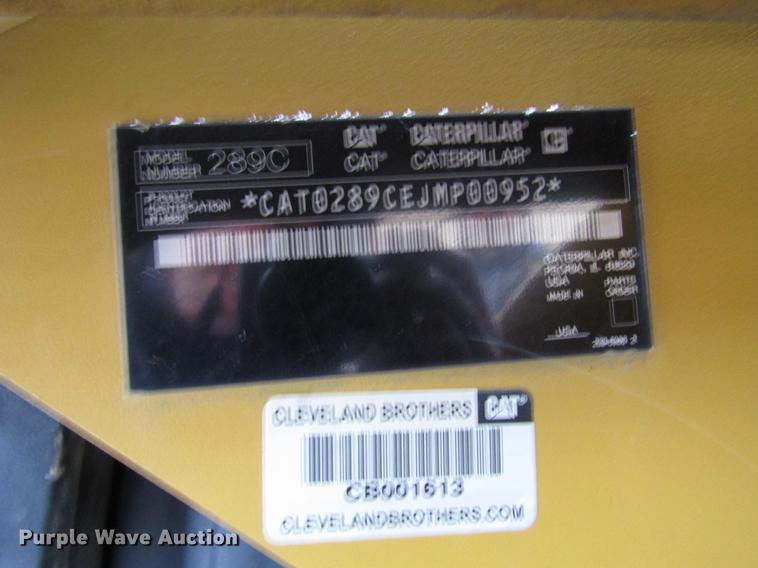 image for item DB6987 2010 Caterpillar 289C skid steer