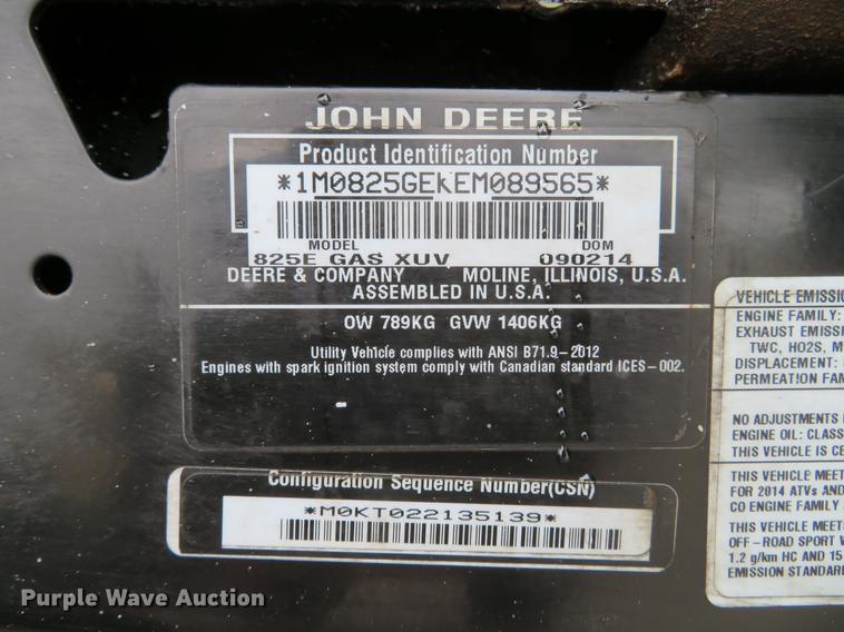 image for item DE4951 2014 John Deere Gator XUV 825i UTV