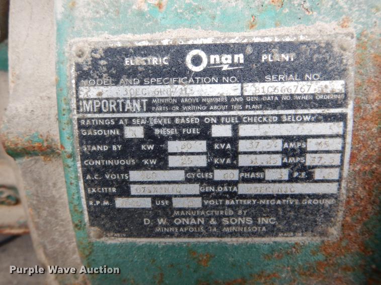 image for item DE6004 Onan generator
