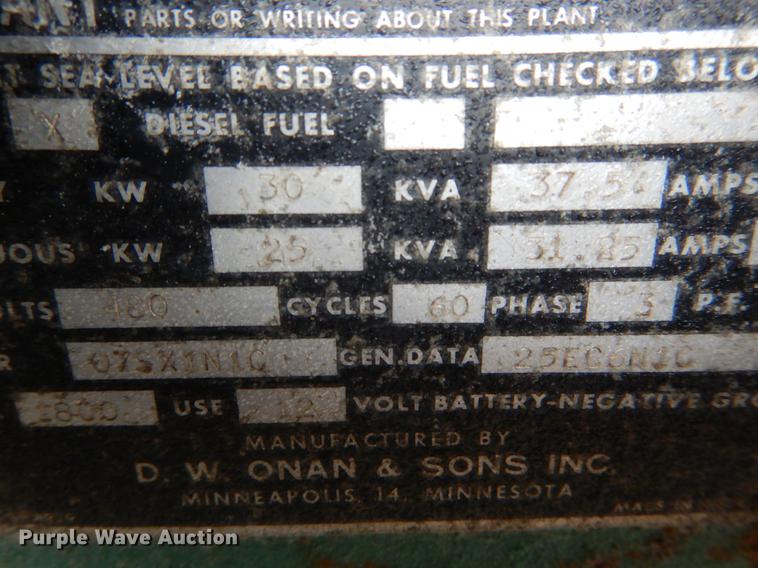 image for item DE6004 Onan generator