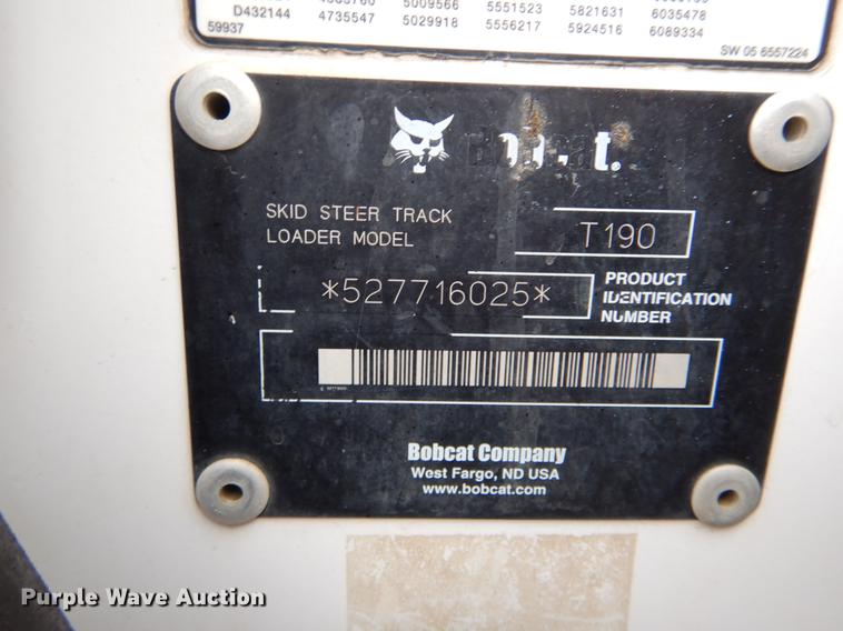 image for item DE6008 2005 Bobcat T190 skid steer