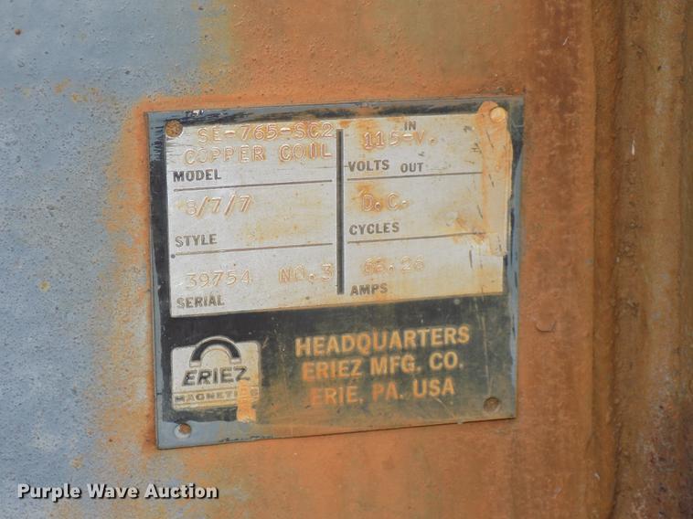 image for item DE7567 Eriez Magnetics SE-765-SC2 Copper Coil cross belt conveyor magnet