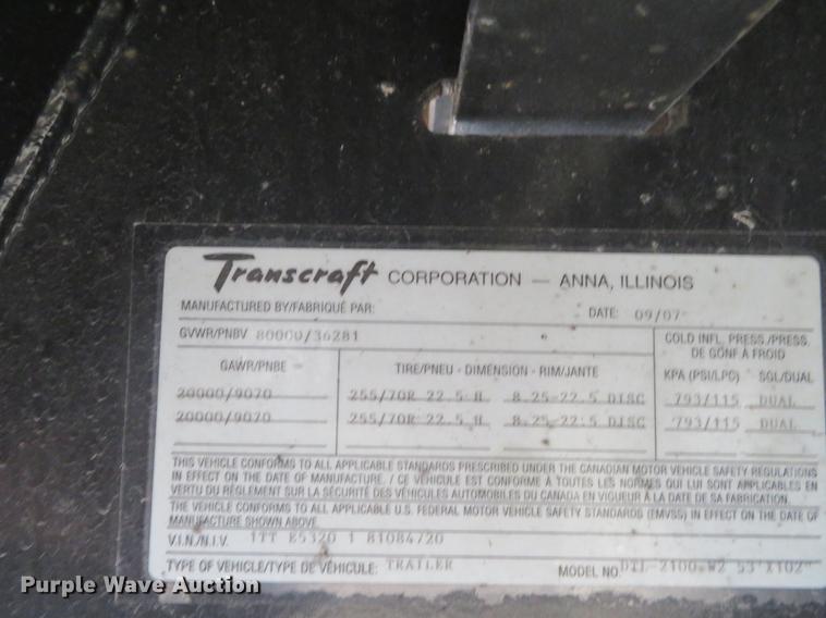 image for item DE8806 2009 Transcraft DTL-2100 drop deck trailer