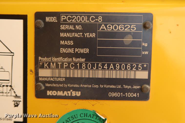 image for item DG3339 2012 Komatsu PC200LC-8 excavator