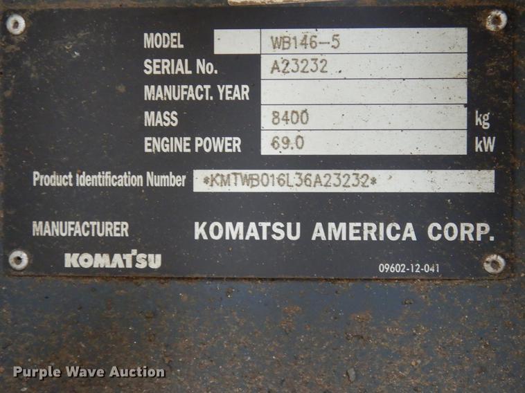 image for item DK9848 2007 Komatsu WB146-5 backhoe