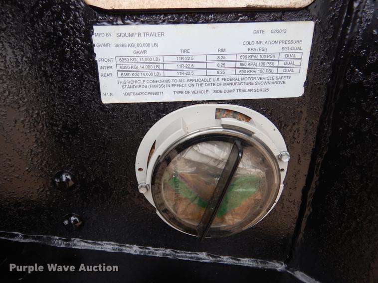 image for item DY9781 2012 Sidumpr side dump trailer