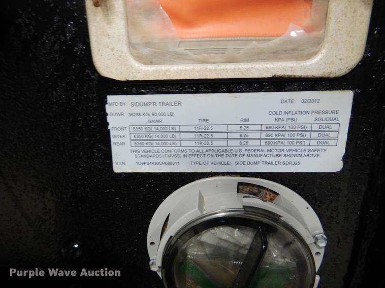 image for item DY9781 2012 Sidumpr side dump trailer