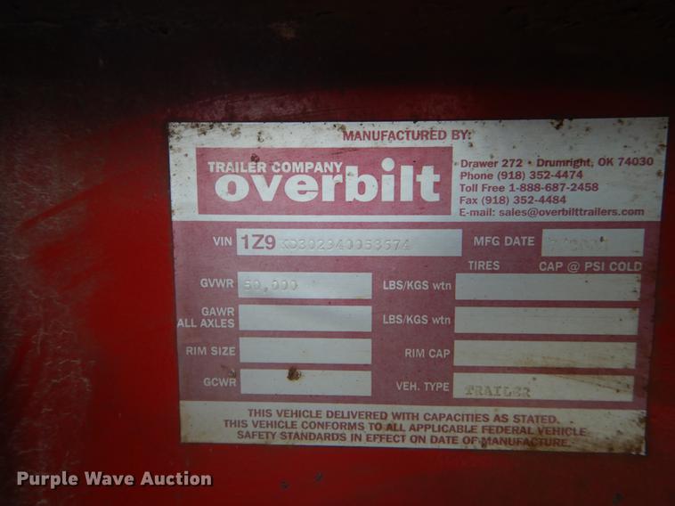 image for item FI9548 2004 Overbilt tilt deck equipment trailer