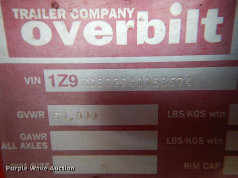 image for item FI9548 2004 Overbilt tilt deck equipment trailer