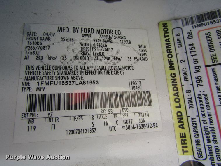 image for item DB6893 2007 Ford Expedition SUV