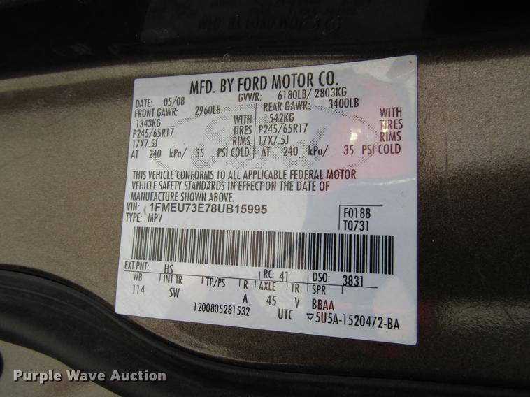 image for item DB6894 2008 Ford Explorer SUV