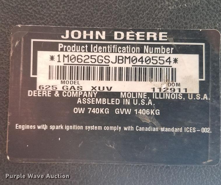 image for item DF7608 2012 John Deere 625i Gator utility vehicle