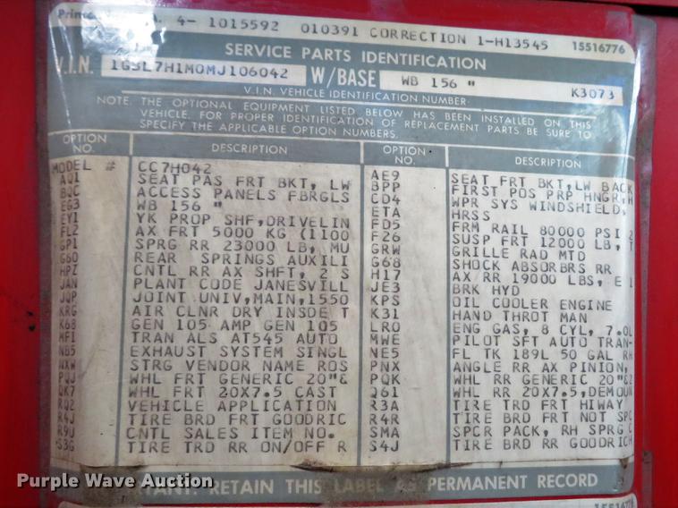 image for item DG3841 1991 Chevrolet Kodiak dump truck