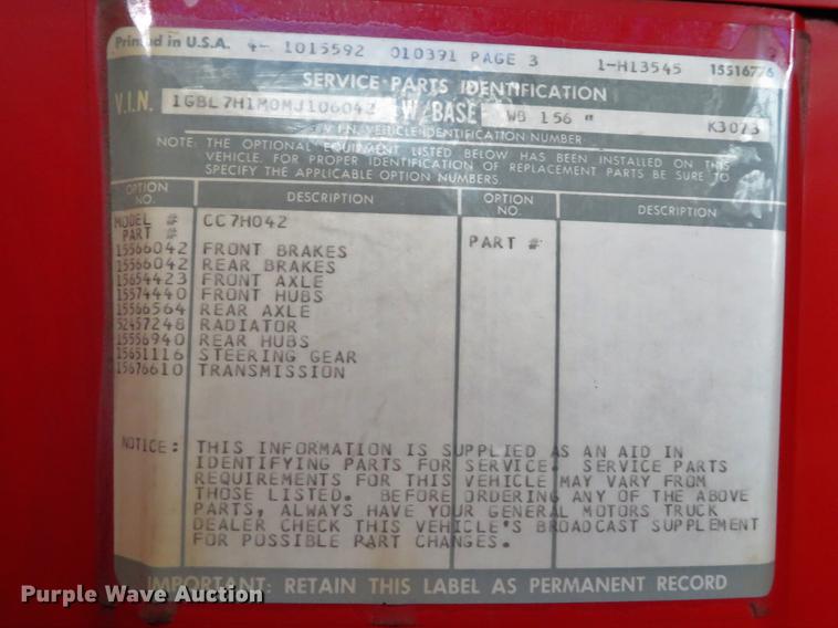 image for item DG3841 1991 Chevrolet Kodiak dump truck