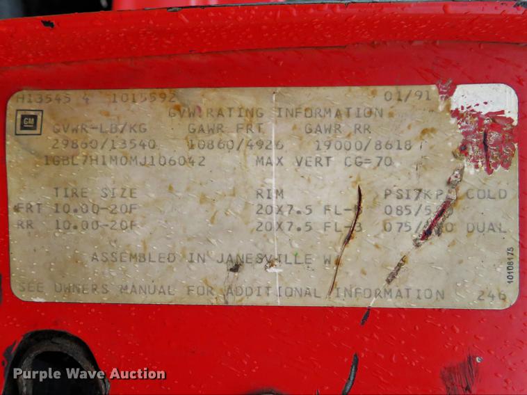 image for item DG3841 1991 Chevrolet Kodiak dump truck