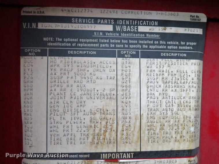 image for item DG3842 1997 Chevrolet C7500 dump flatbed truck