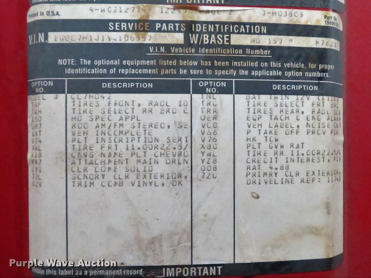 image for item DG3842 1997 Chevrolet C7500 dump flatbed truck