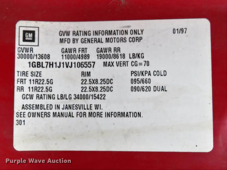 image for item DG3842 1997 Chevrolet C7500 dump flatbed truck