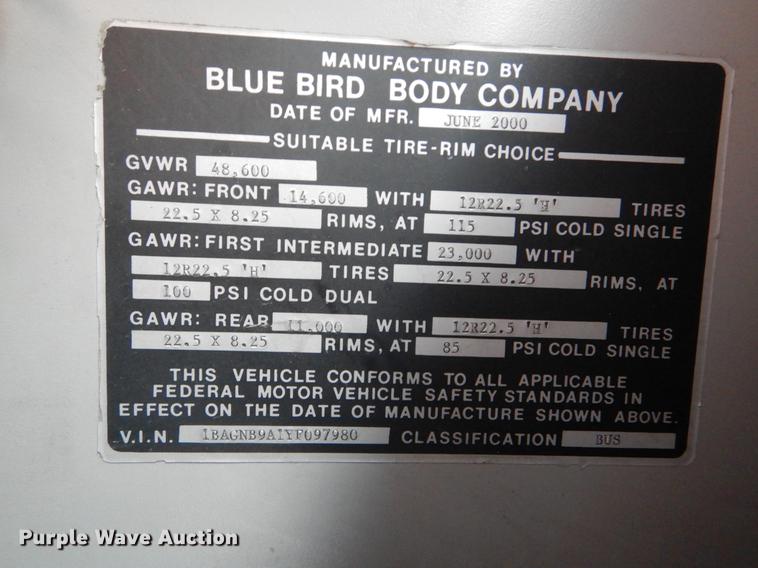 image for item FH9044 2000 Blue Bird LTC-40 coach bus