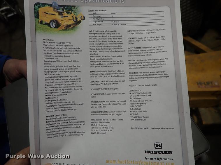 image for item FH9638 Hustler 4600 ZTR lawn mower